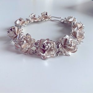 Vintage Sterling silver 925 Taxco Mexico Roses bracelet 0029 stamped signed